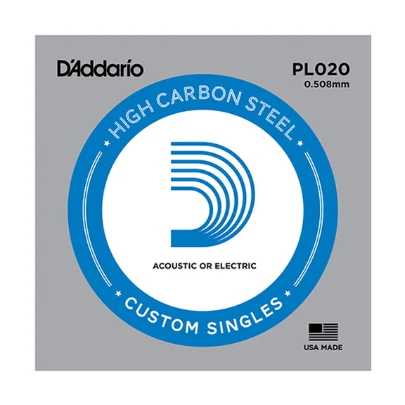 D'ADARIO PL020 Plain Steel Отдельная струна без обмотки, сталь, .020