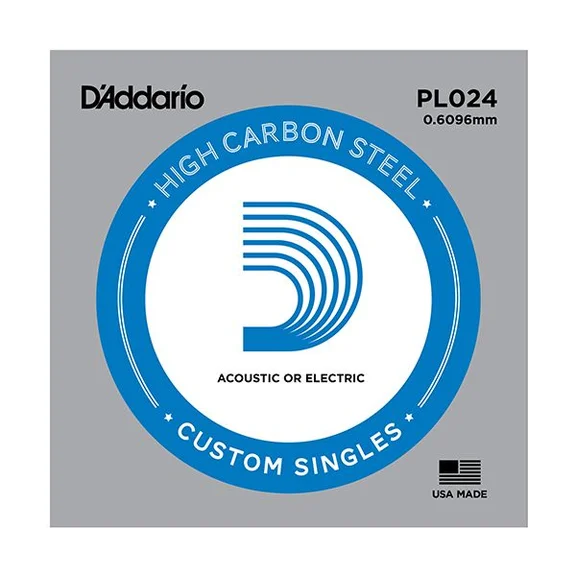D'ADARIO PL024 Plain Steel Отдельная струна без обмотки, сталь, .024