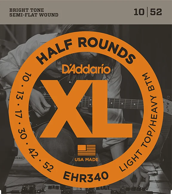 D'Addario EHR340 Half Round - струны для э/гитары,Light Top/Heavy Bottom, 10-52