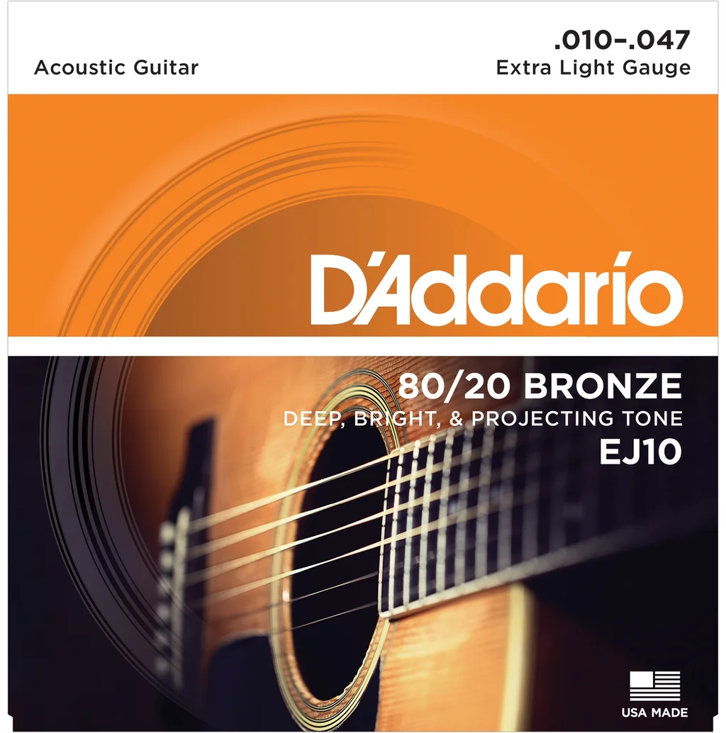 D'Addario EJ10 - струны для акустической гитары, фосфор/бронза, Extra Light 10-47, фото №1
