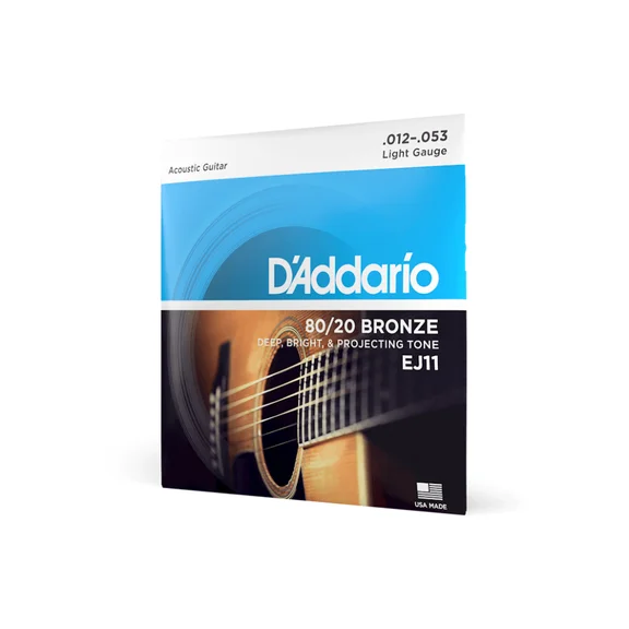 D'Addario EJ11 - струны для акустической гитары, бронза 80/20, Light 12-53 - 1