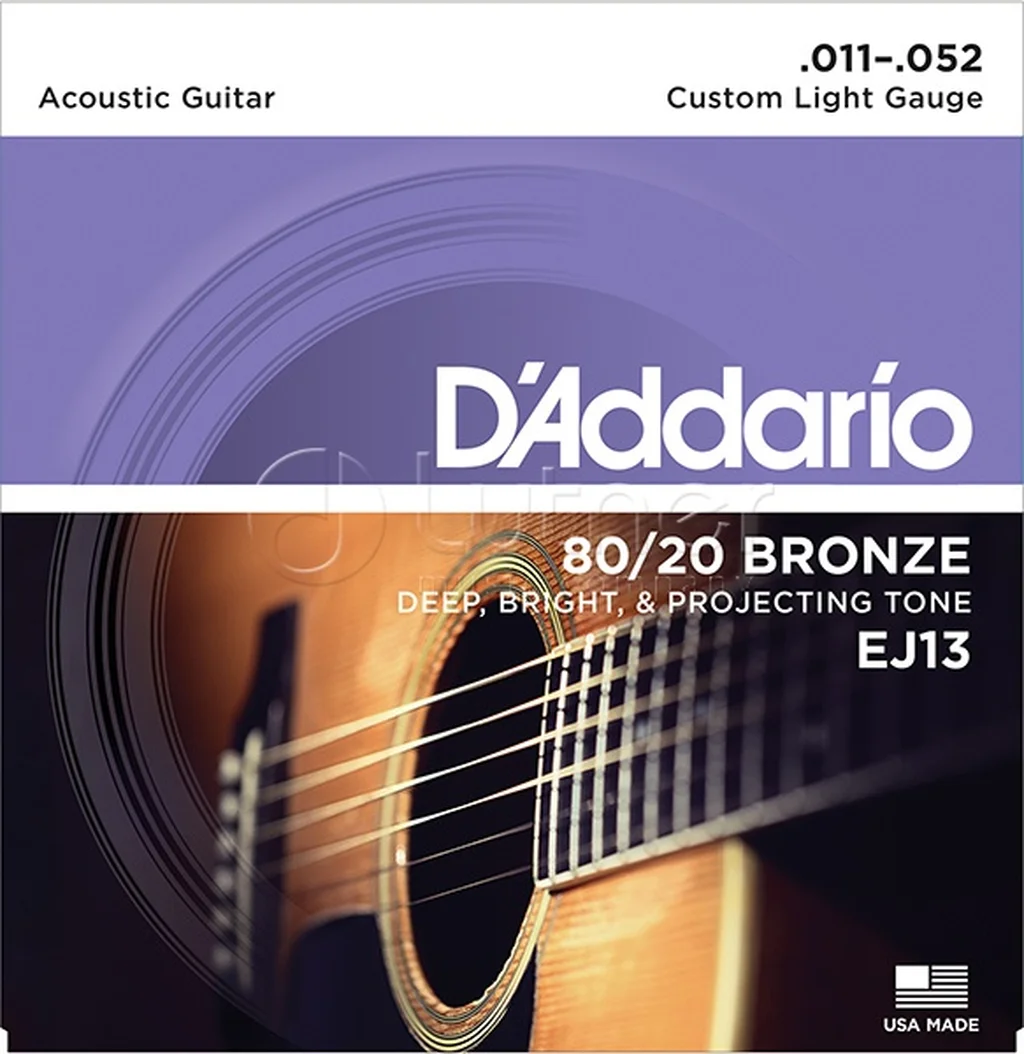 D'ADDARIO EJ13 Струны для акустической гитары, бронза Custom Light, 11-52, фото №1