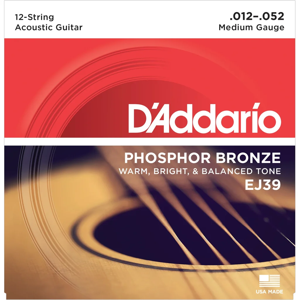 D'Addario EJ39 Cтруны для 12-струнной гитары, Phosphor Bronze, Medium 12-52, фото №1