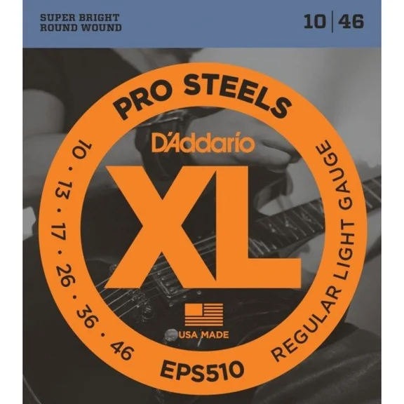D'Addario EPS510 - струны для электрогитары, ProSteels, Regular Light, 10-46