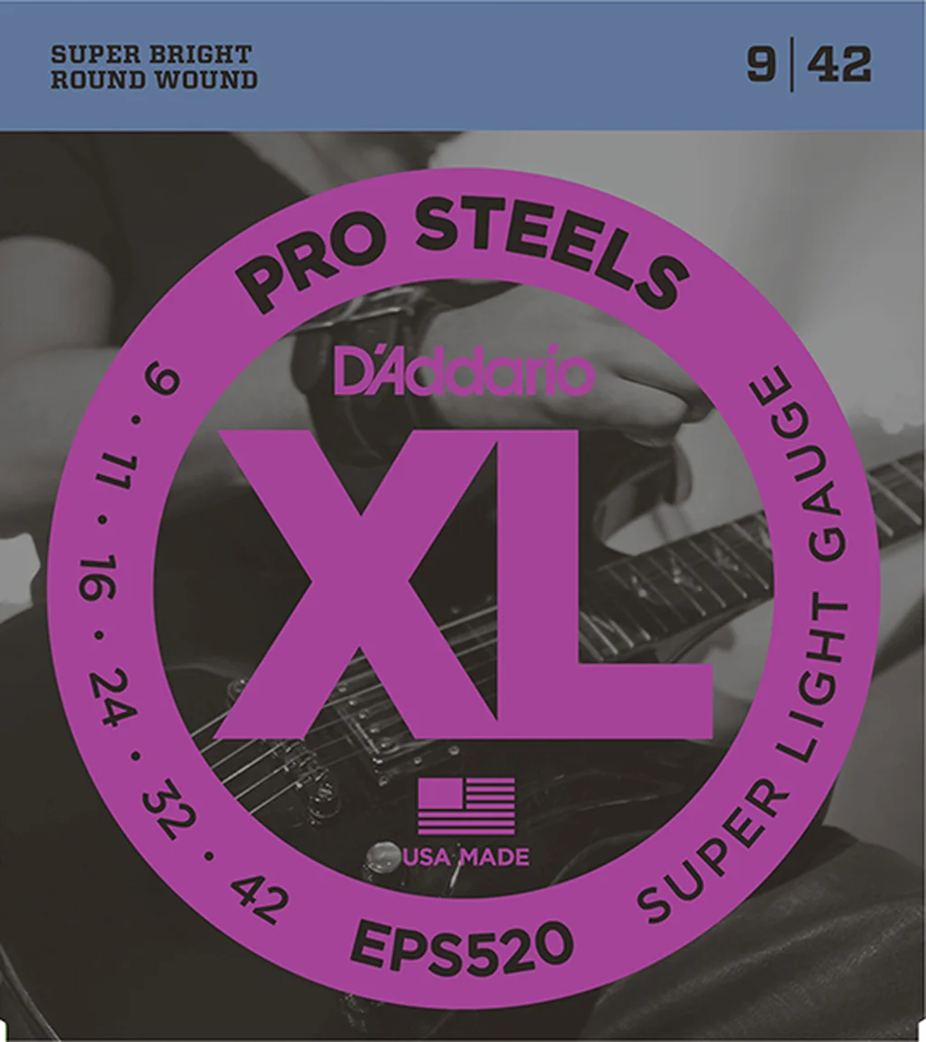 D'Addario EPS520 - струны для электрогитары, ProSteels,Super Light, 9-42