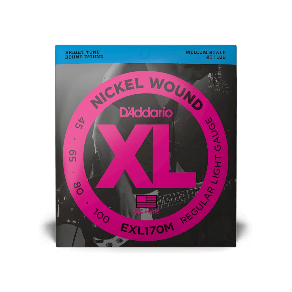 D'Addario EXL170M Nickel Wound Комплект струн для бас-гитары, Light, 45-100, Medium Scale, D'Addar