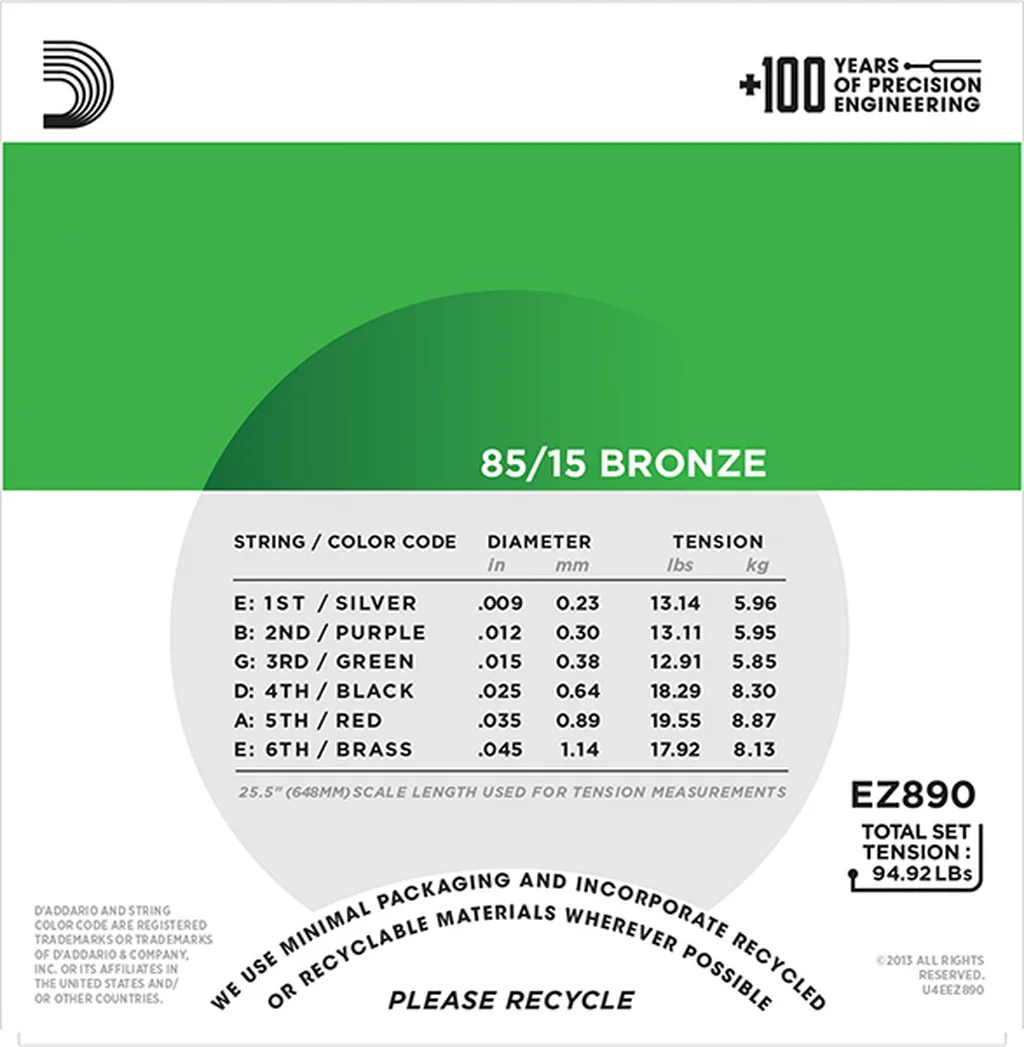 D'Addario EZ890 - струны для акустической гитары, бронза 85/15, Super Light 9-45, фото №2