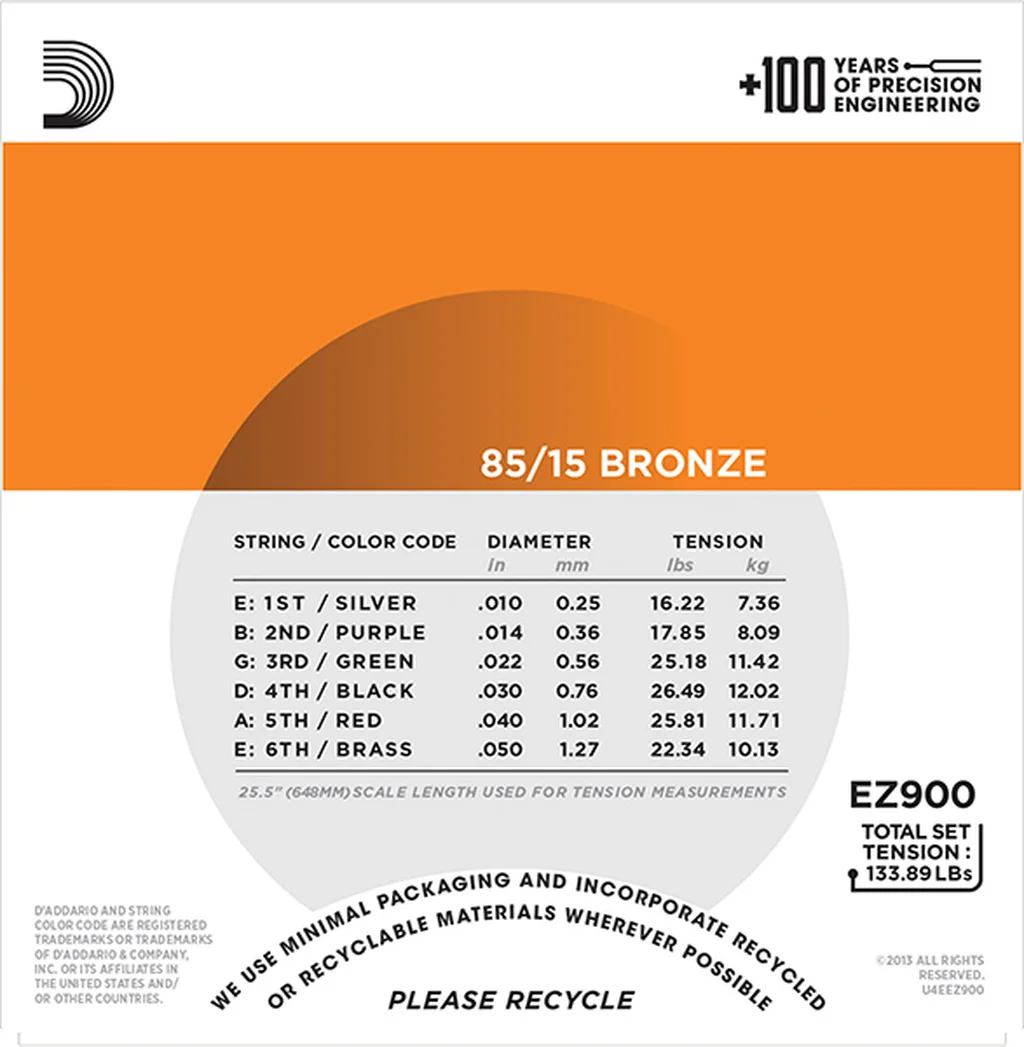 D`Addario EZ900 AMERICAN BRONZE 85/15 Струны для акустической гитары Extra Light 10-50, фото №2