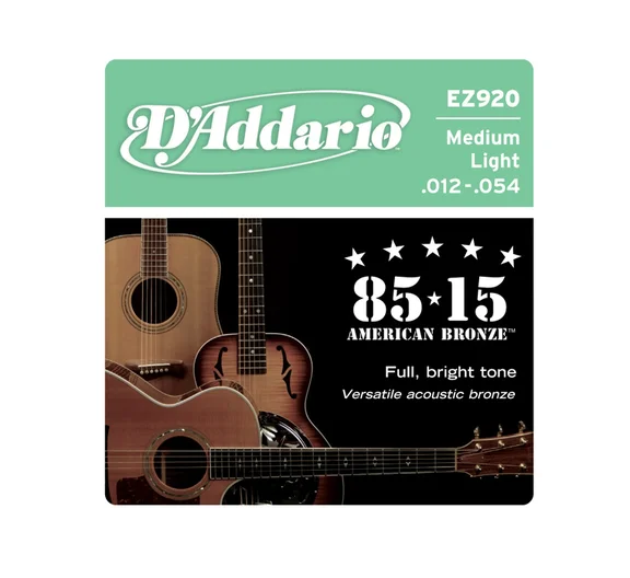 D'Addario EZ920 - струны для акустической гитары, бронза 85/15, Medium Light 12-54 - 0