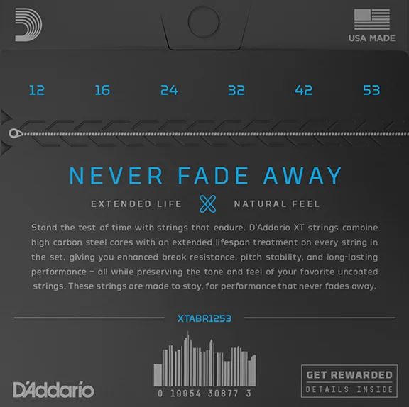 D'Addario XTABR1253 XT Комплект струн для акустической гитары 12-53 - 1