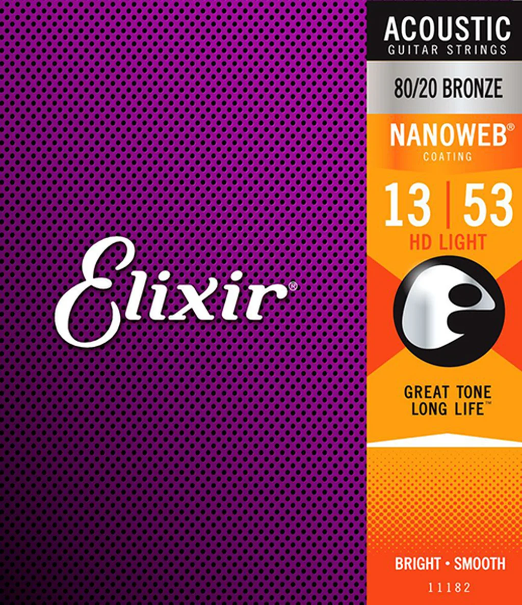 Elixir 11182 NANOWEB Комплект струн для акустической гитары
