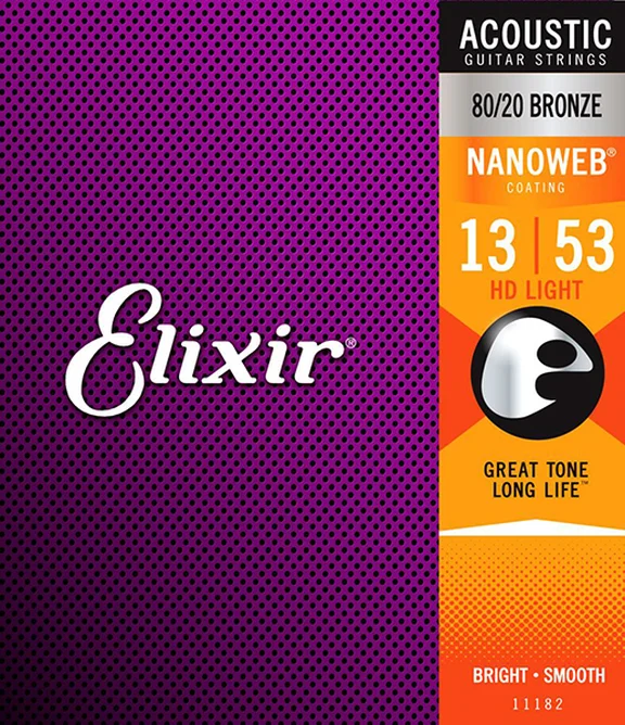 Elixir 11182 NANOWEB Комплект струн для акустической гитары