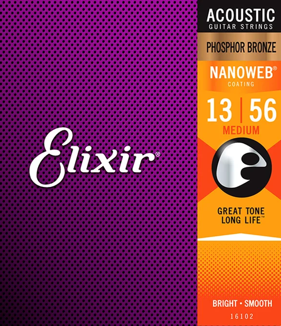Elixir 16102 NANOWEB Комплект струн для акустической гитары