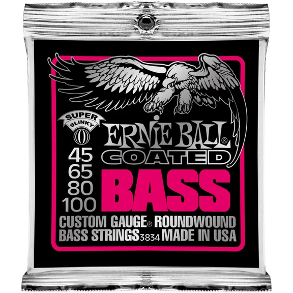 Ernie Ball 3834 струны для бас-гитары Coated Bass Super Slinky (45-100)