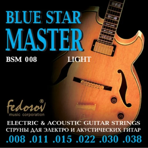 FEDOSOV BSM008 Blue Star Master Light Комплект струн для электрогитары, нерж. сплав, 8-38