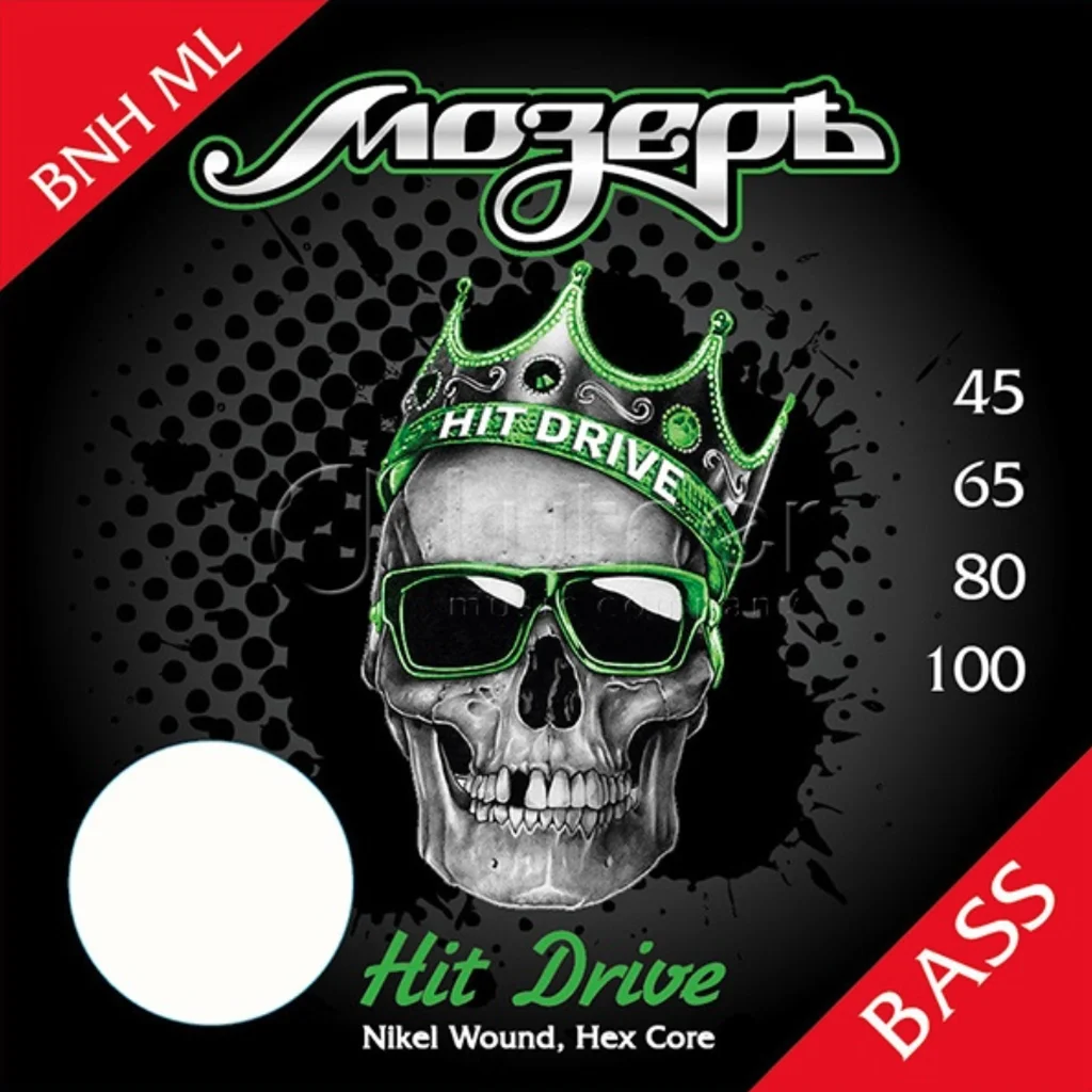 Мозеръ BNH-ML Hit Drive Комплект струн для бас-гитары, никелевый сплав, 45-100