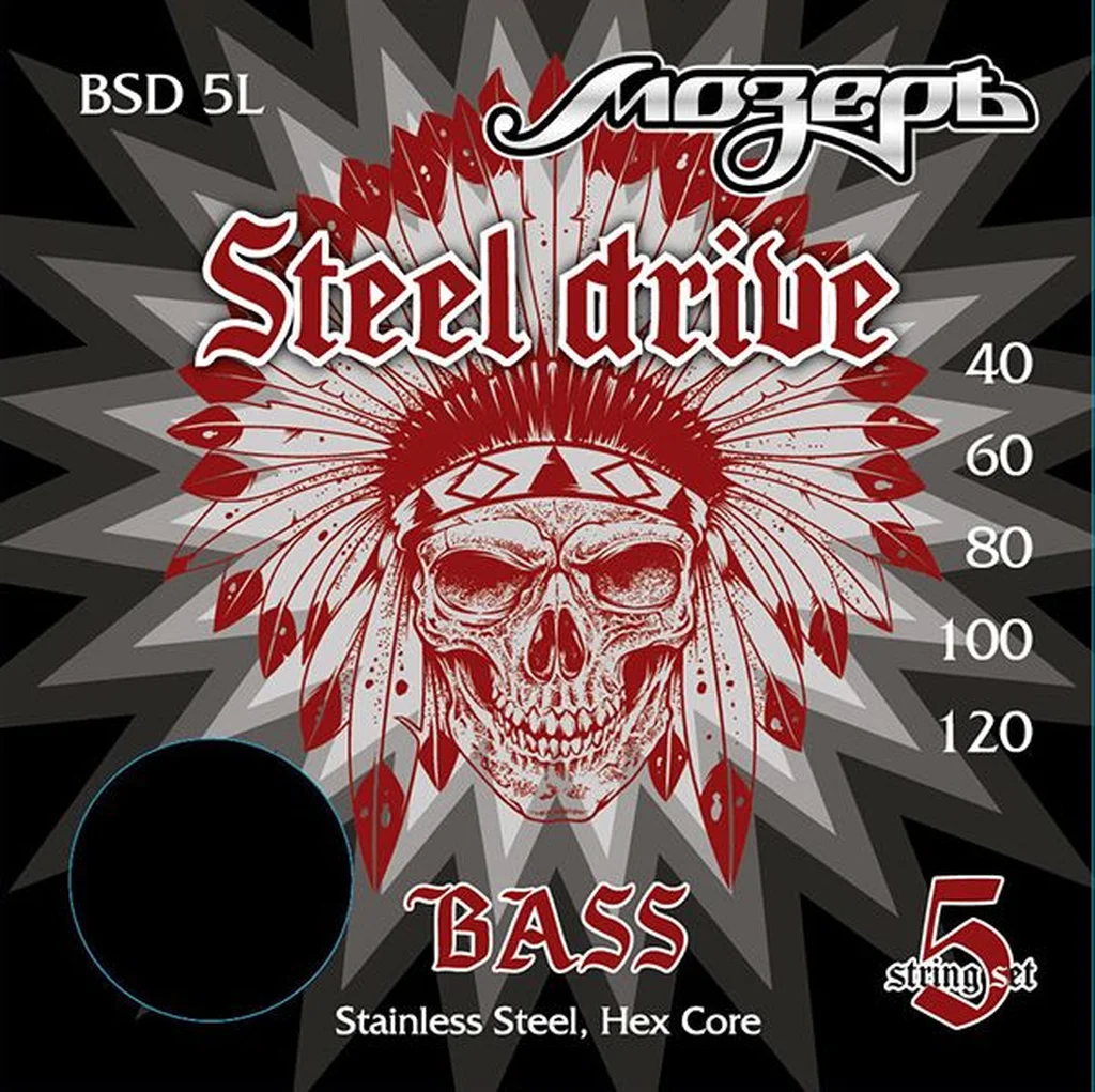 Мозеръ BSD-5L Steel Drive Комплект струн для 5-струнной бас-гитары, сталь, 40-120