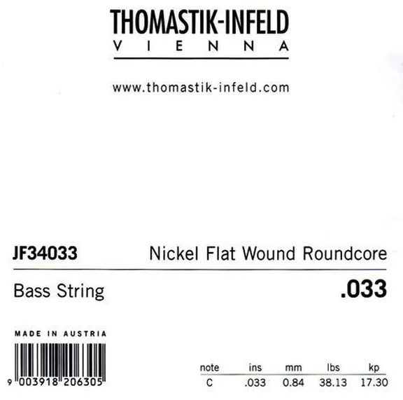 Thomastik JF34033 Jazz Flat Wound Отдельная струна для бас-гитары, никель, плоская оплетка, 033