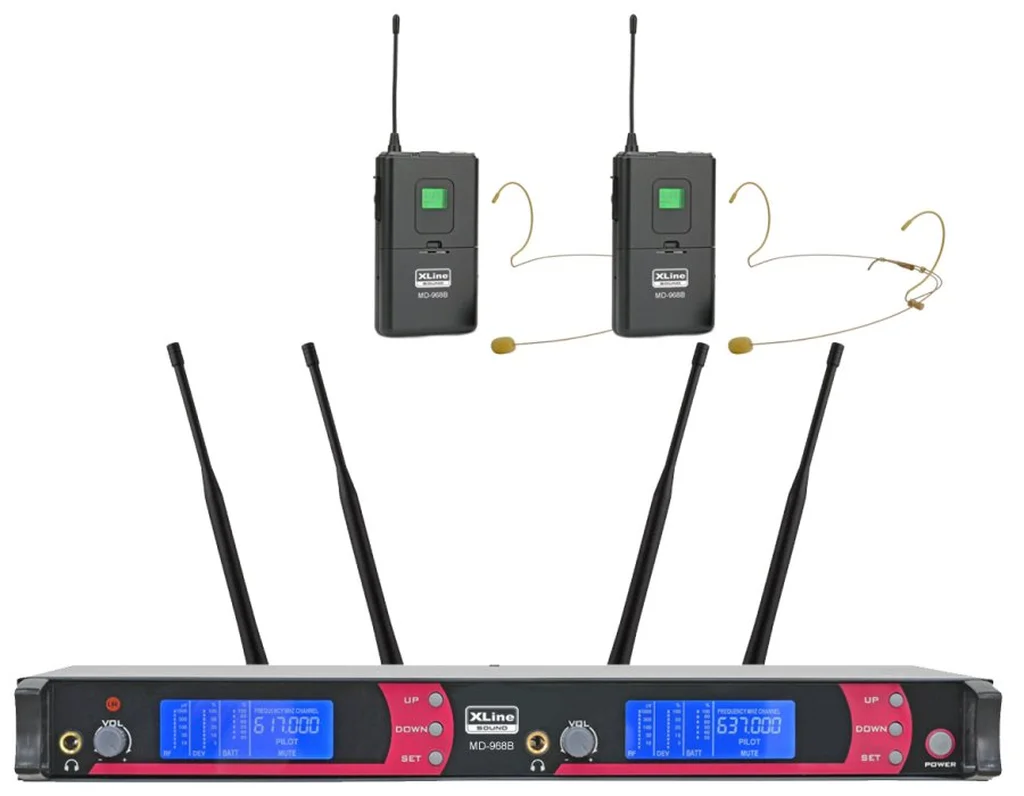 XLINE MD-968B Радиосистема двухканальная c поясными передатчиками и головными гарнитурами